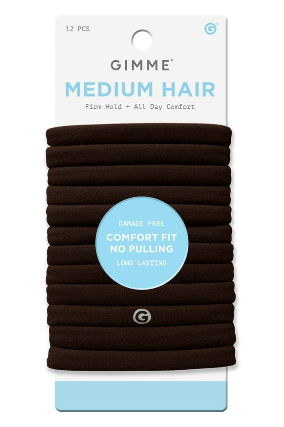 Beauty Seamless Hair Ties for Medium Hair, Ponytail Holder, Dark Brown, 12 Count