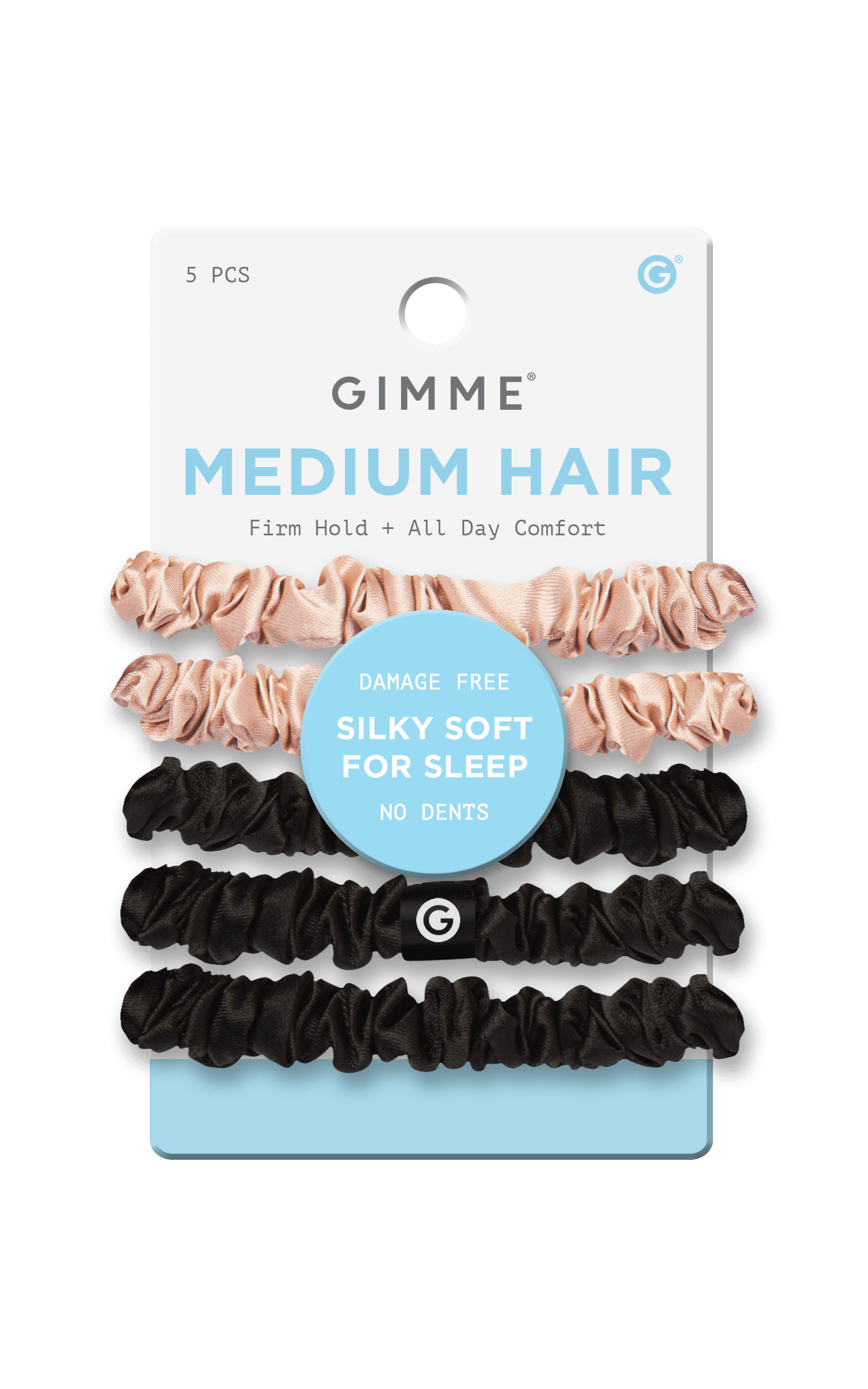 Gimme Beauty Satin Hair Bands, Ultra-Gentle, Anti-Frizz, Ponytail Holder, 5 Count