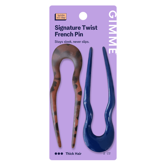 Gimme Beauty Tortoise and Navy Hair Pins for Thick Hair, 2 Pack