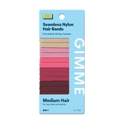Gimme Beauty Medium Hair Bands Seamless Nylon - Low Profile Hair Accessory - Snag Free Tie for Firm, Lasting Hold - Soft, Non-Slip Ponytail Holder for Women - Pink, Burgundy, Blonde, 12 Pack