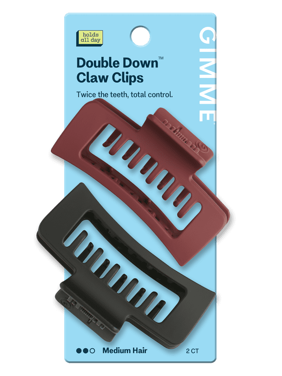 Beauty Double Down Rectangle Claw Clip for Medium Hair - Navy/Cream, 2 Count