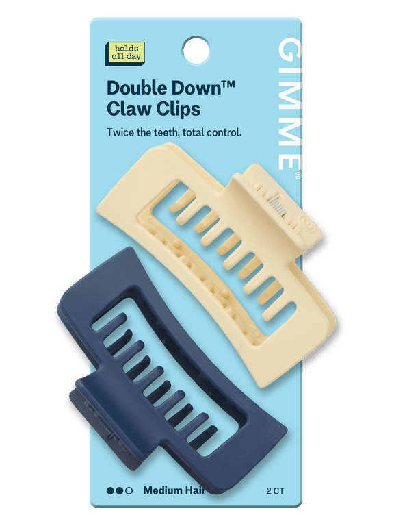 Beauty Cream And Navy Double Teeth Claw Clips For Medium Hair