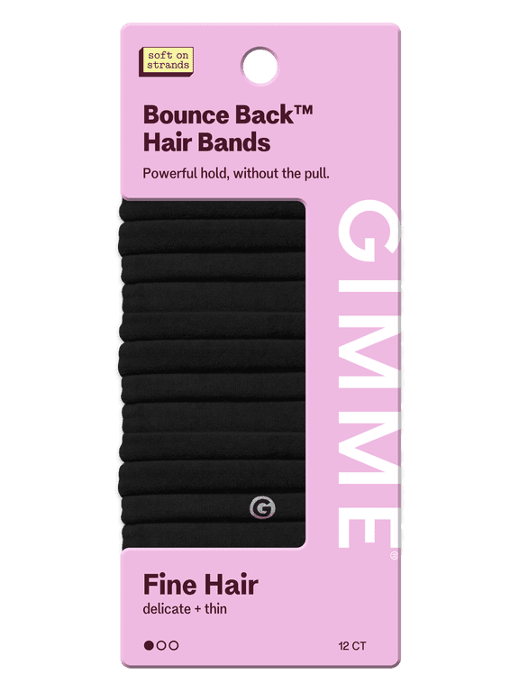 Beauty Seamless Hair Ties for Fine Hair, Ponytail Holder, Black, 12 Count