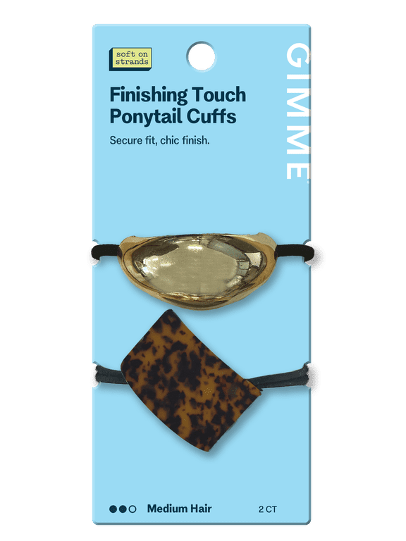 Beauty Seamless Tortoise and Gold Pony Cuffs for Medium Hair, 2 Count