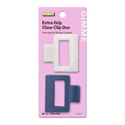 Gimme Beauty Square Extra Grip Claw Clip - Double Teeth Accessory Set - Perfect for Fine Hair - Lasting Hold for Everyday Wear - Trendy, Non-Slip Cilp Duo for Women - Navy & Pearlescent, 2 Pack