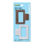 Gimme Beauty Square Extra Grip Claw Clip - Double Teeth Accessory Set - Perfect for Medium Hair - Lasting Hold for Everyday Wear - Trendy, Non-Slip Cilp Duo for Women - Brown & Frost, 2 Pack