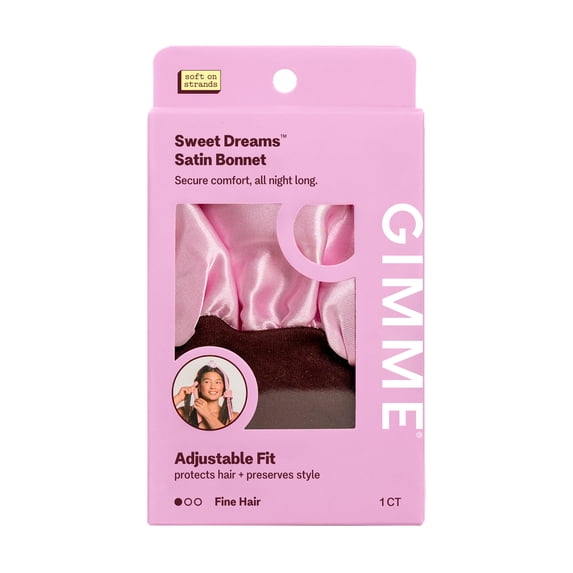 Gimme Beauty Sweet Dreams Satin Sleep Bonnet for Fine Hair - Pink, 1 Count