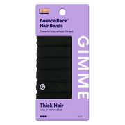 Gimme Beauty Seamless Extra Stretch Hair Ties for Thick Hair, Ponytail Holder, Black, 6 Count