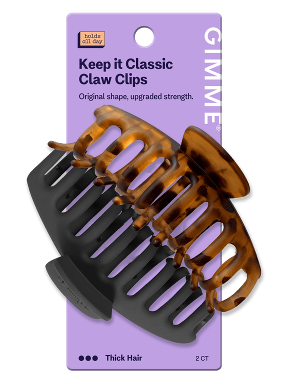 Beauty Classic Claw Cip For Thick Hair Twists & Buns - Black & Tortoise - 2 Count