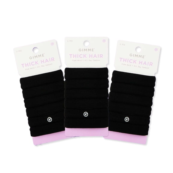 Gimme Beauty Thick Hair Ties Seamless Nylon - 18 Pack, Black