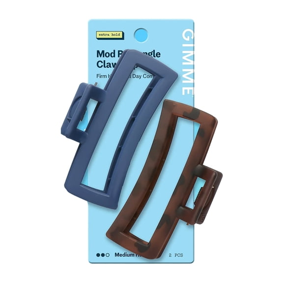 Gimme Beauty Thin Rectangle Claw Clip - Gentle Hair Accessory Set - Perfect for Firm, All-Day Hold - Tension-Free Styling for All Hair Types - Navy & Tortoise, 2 Pack