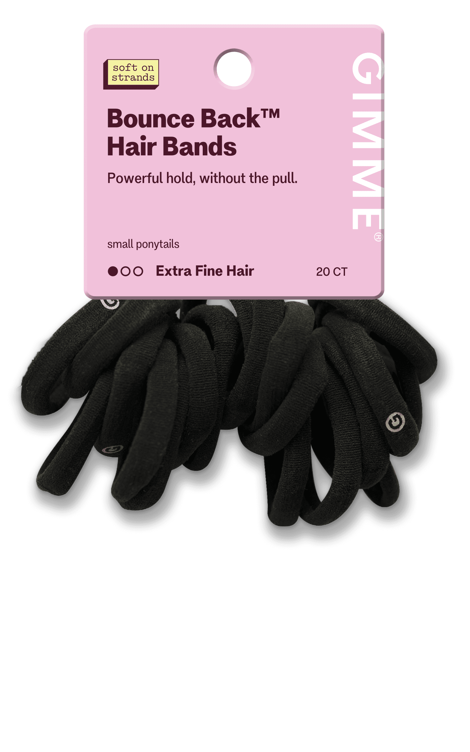 Gimme Seamless Hair Ties for Extra Fine Hair Black 20 Count