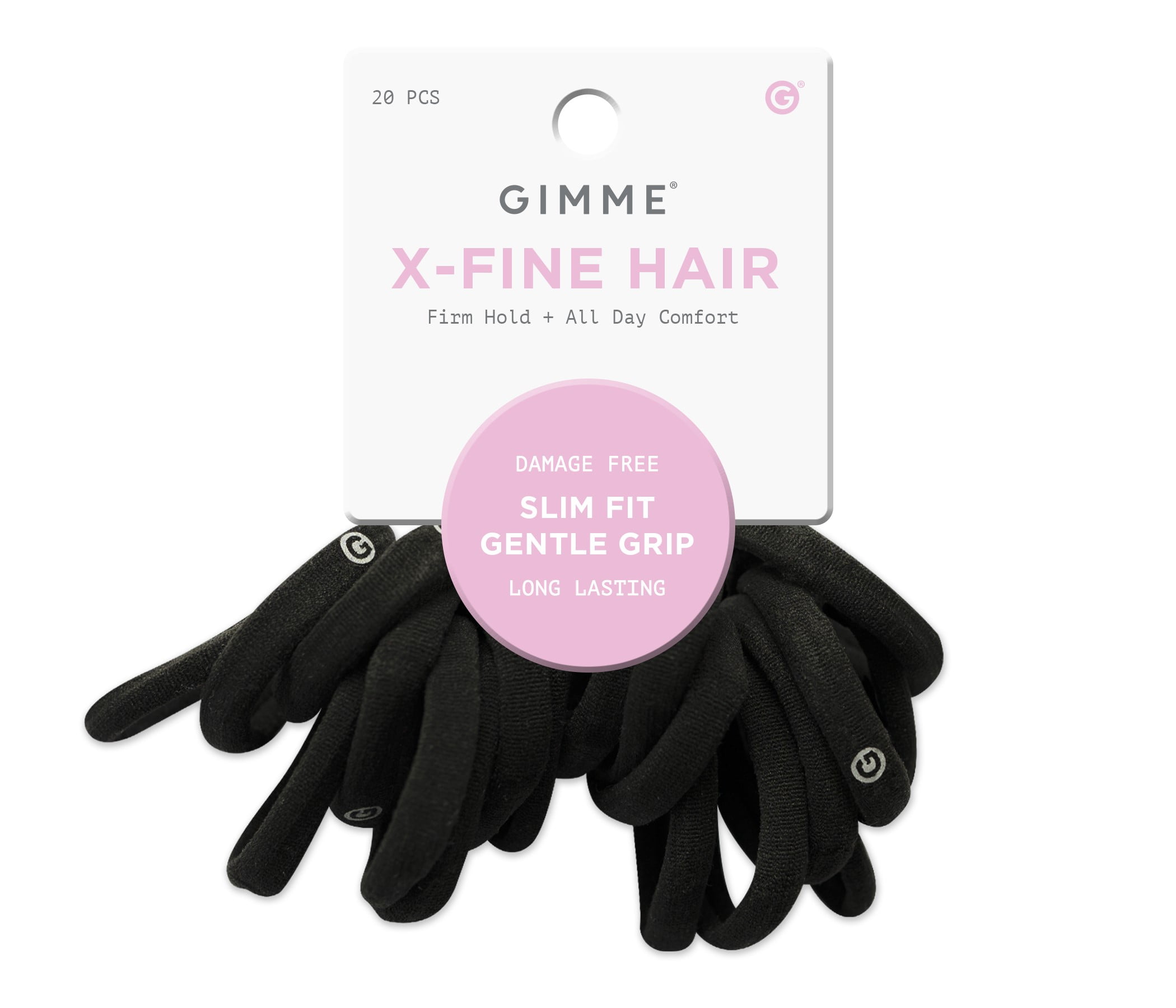 Gimme Beauty Seamless Hair Ties for Extra Fine Hair, Ponytail Holder, Black, 20 Count