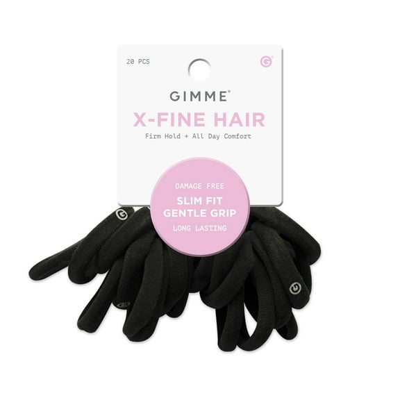 Gimme Beauty Seamless Hair Ties for Extra Fine Hair, Ponytail Holder, Black, 20 Count