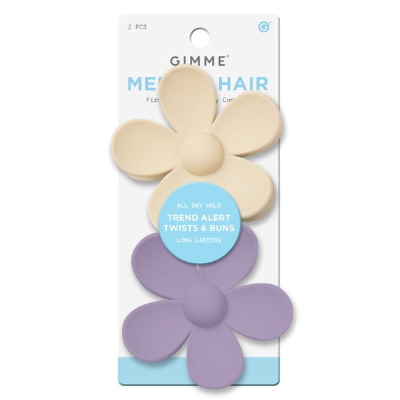 Gimme Beauty Daisy Flower Claw Clip for Medium Hair, Purple Cream, 2 Count