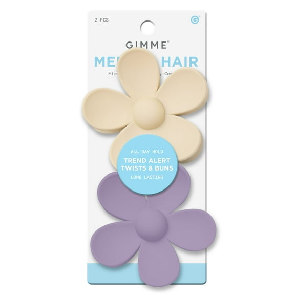 Gimme Beauty Daisy Flower Claw Clip for Medium Hair, Purple Cream, 2 Count