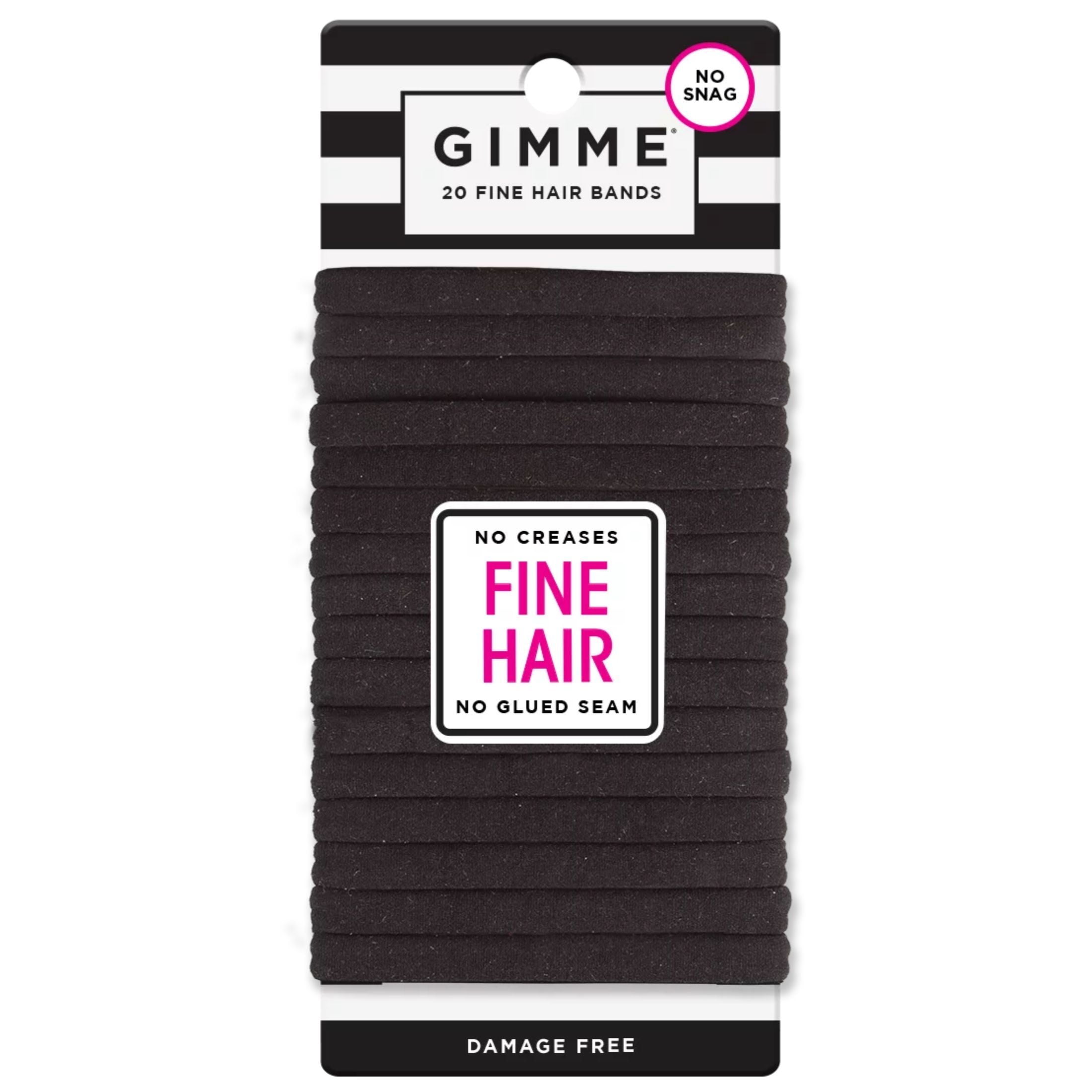 Gimme Fine Fit Ponytail Holder Hair Tie, Black, 20 Ct