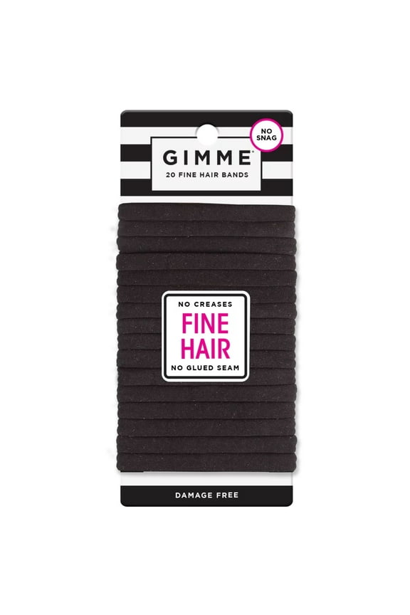 Fine Fit Ponytail Holder Hair Tie, Black, 20 Ct