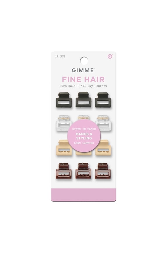 Beauty Mini Square Claw Clip Set - Small Hair Accessories - Perfect for Bangs & Fine Hair - Firm, Tension-Free Hold for Everyday Hairstyles - 12 Pack