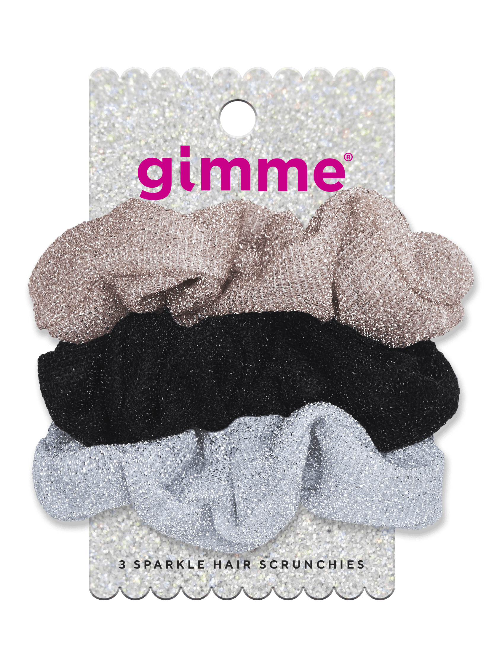 Gimme Glitter Scrunchie Hair Ties Assorted Multi Color 3 Ct