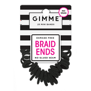 Gimme Hair Bands, Braid Ends, Black, 25 Count