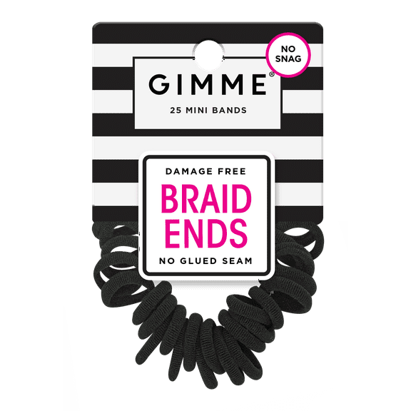 Gimme Hair Bands, Braid Ends, Black, 25 Count