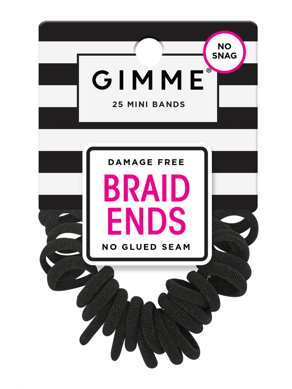 Hair Bands, Braid Ends, Black, 25 Count