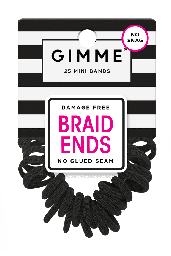 Hair Bands, Braid Ends, Black, 25 Count