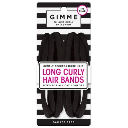 Gimme Seamless Hair Ties for Long & Curly Hair, Microfiber, Black, 10 Count