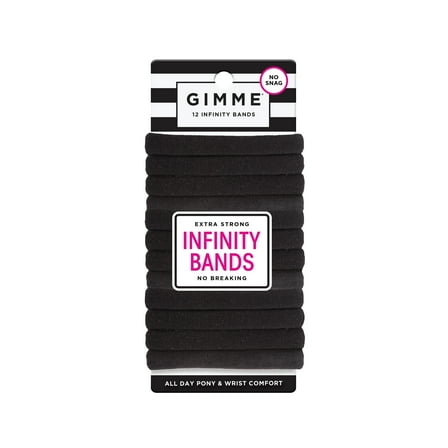 Gimme Seamless Hair Ties for Medium Fit Hair, Microfiber, Black, 12 Count