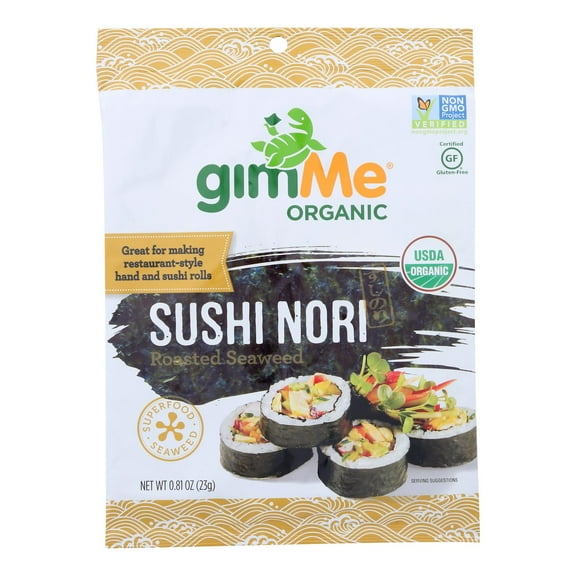 Gimme Organic Roasted Seaweed Sushi Nori Snack, 0.81 Ounce -- 12 per case