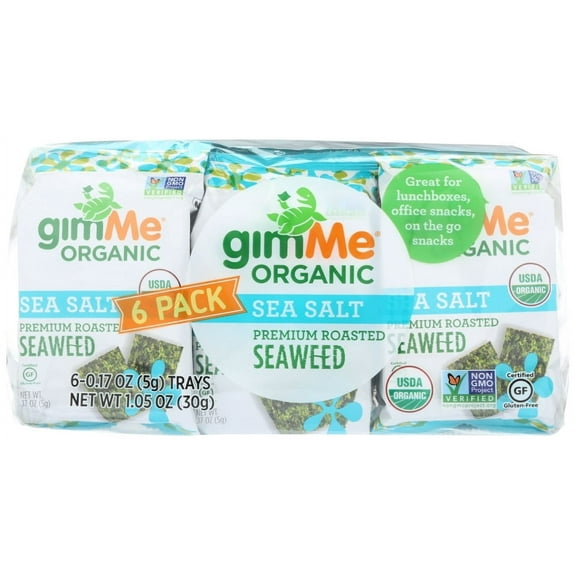 Gimme Organic Sea Salt Seaweed Snack, 6 count per pack -- 8 per case.