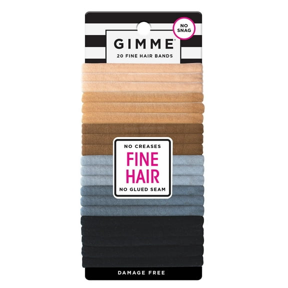 (3 pack) Gimme Ponytail Holder Hair Tie for Fine Hair, Neutral Colors, 20 Ct