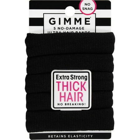 Gimme Ponytail Holder Hair Tie for Thick Hair, Black, 5 Ct