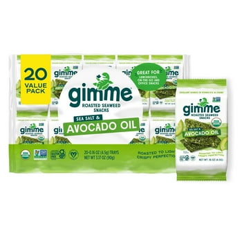 Gimme Seaweed Organic Premium Roasted Seaweed Snacks, Avocado Oil & Sea Salt- 0.17oz (20 Pack)