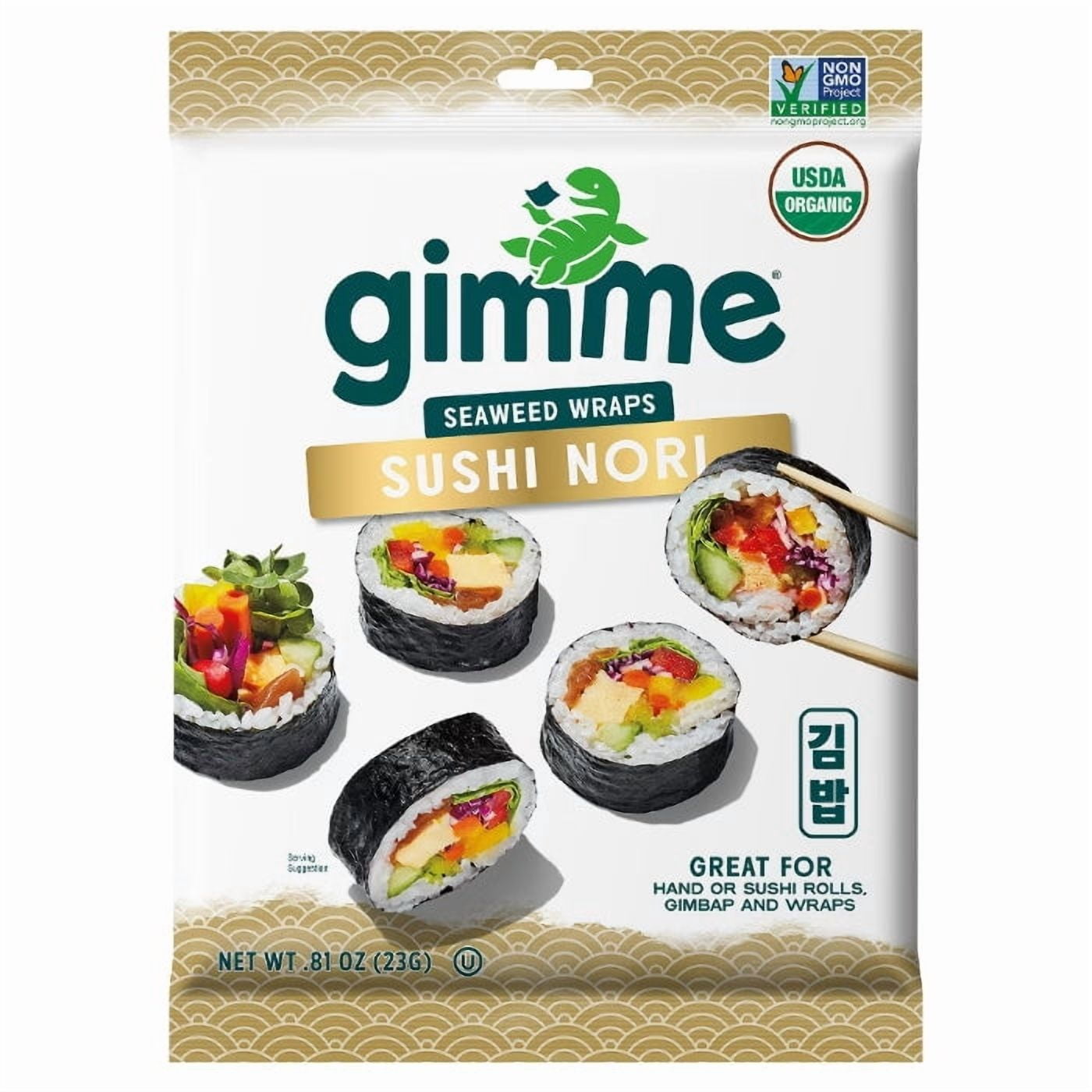 Gimme Seaweed Organic Sushi Nori, Roasted Wraps Sheets, 0.81oz