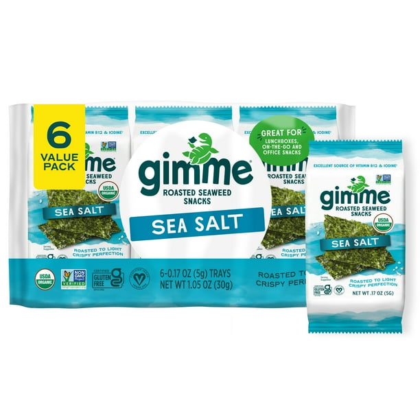 Gimme Seaweed Premium Organic Roasted Seaweed Snack, Sea Salt .17oz