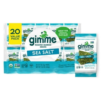 Gimme Seaweed Premium Organic Roasted Seaweed Snacks, Sea Salt - 0.17oz (20 Pack)