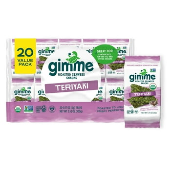 Gimme Seaweed Premium Organic Roasted Seaweed Snacks,  Teriyaki -0.17oz (20 Pack)