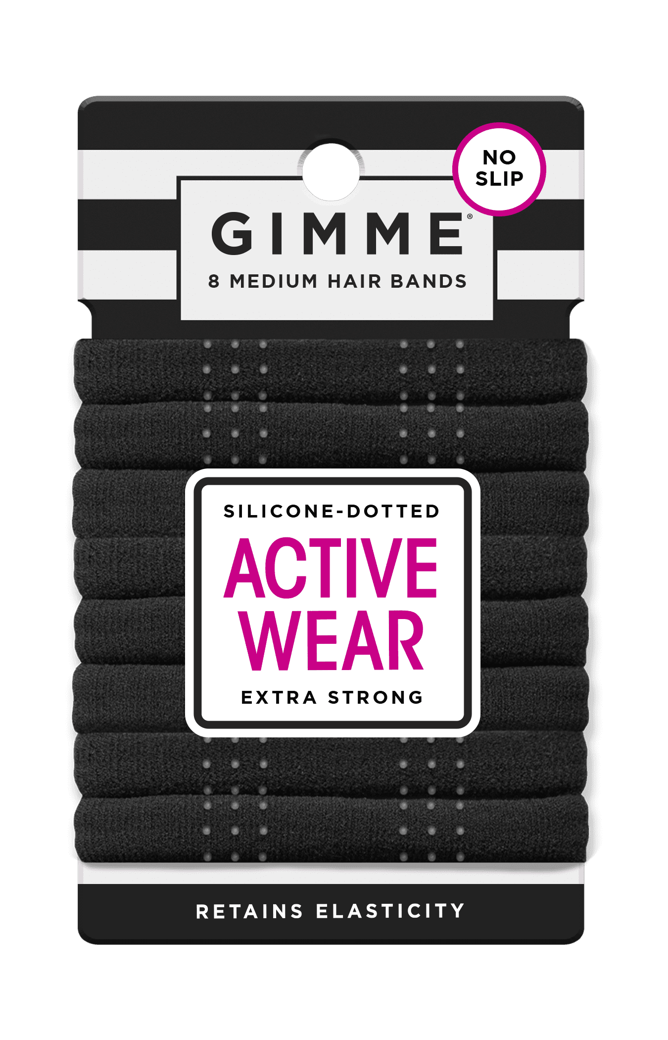Gimme Xgrip Hair Bands, Ponytail Holder Hair Tie for Medium Hair, Black