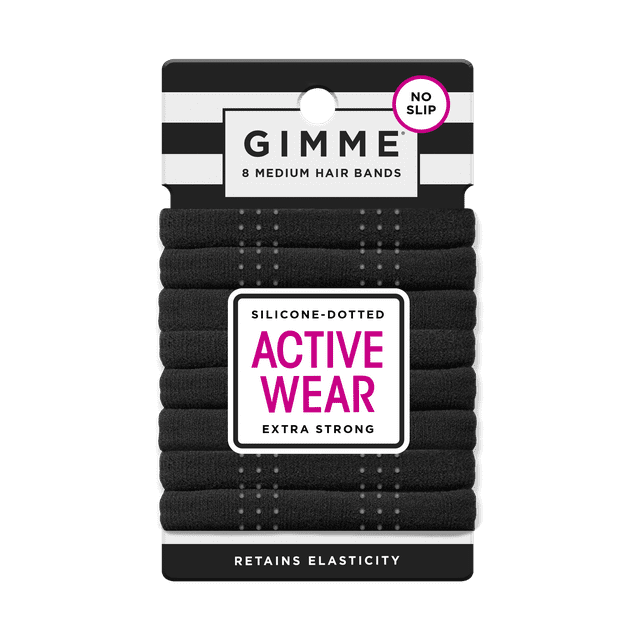 Gimme Xgrip Hair Bands, Ponytail Holder Hair Tie for Medium Hair, Black