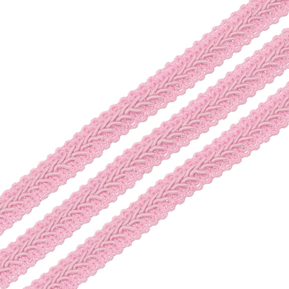 Gimp Braid Trim, 15 Yards x 3/8"(11mm) Curtain Upholstery Trim for DIY Craft, Pink