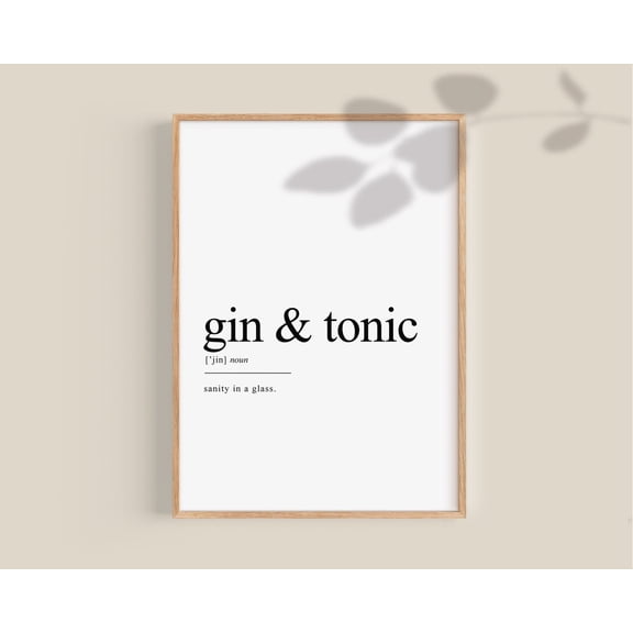 Gin And Tonic Definition Bar Decor, Gin And Tonic Gifts, Gin Gifts, Gin Wall Art, Gin Poster, Home Bar Poster Art Home Decor, 8x12 UNFRAMED
