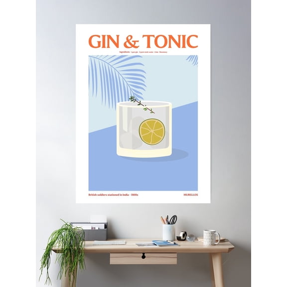 Gin And Tonic Poster Wall Art, Modern Wall Decor For Living Room Bedroom, 8x12 UNFRAMED