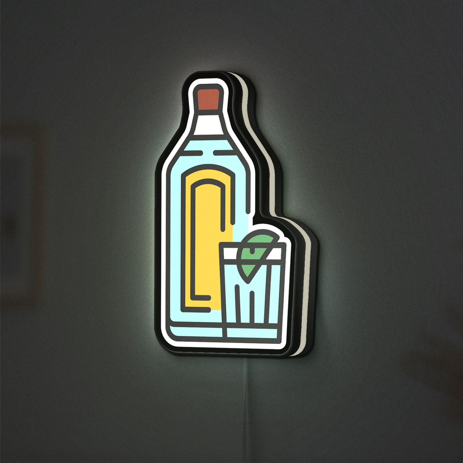 Gin Bottle 3D Novelty Light Box, Alcohol Lamp Decor for Bar Walls, Liquor Cabinets and Food & Beer Lovers (Width 12 inch, 30cm)
