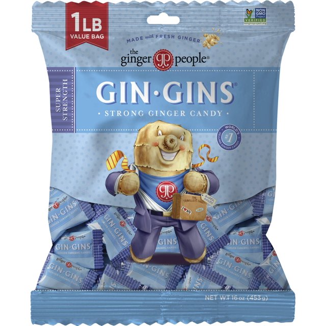 Gin Gins Super Strength Chewy Ginger Candy By The Ginger People Anti