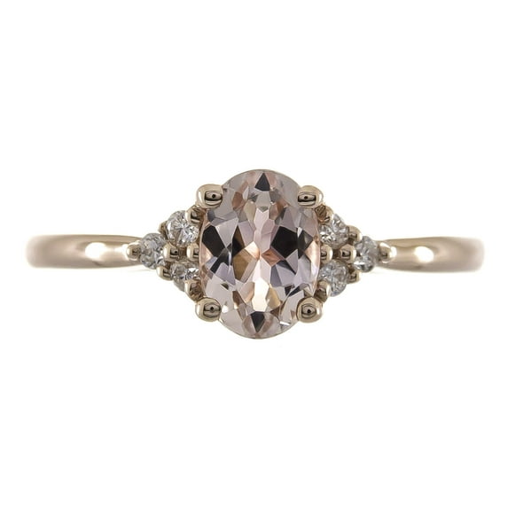Gin & Grace 10KT RG Genuine Morganite and Diamond Accent Ring.