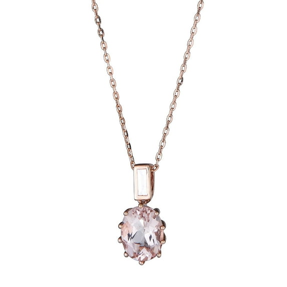 Gin & Grace 10KT RG Morganite and diamond accent Pendant Necklace
