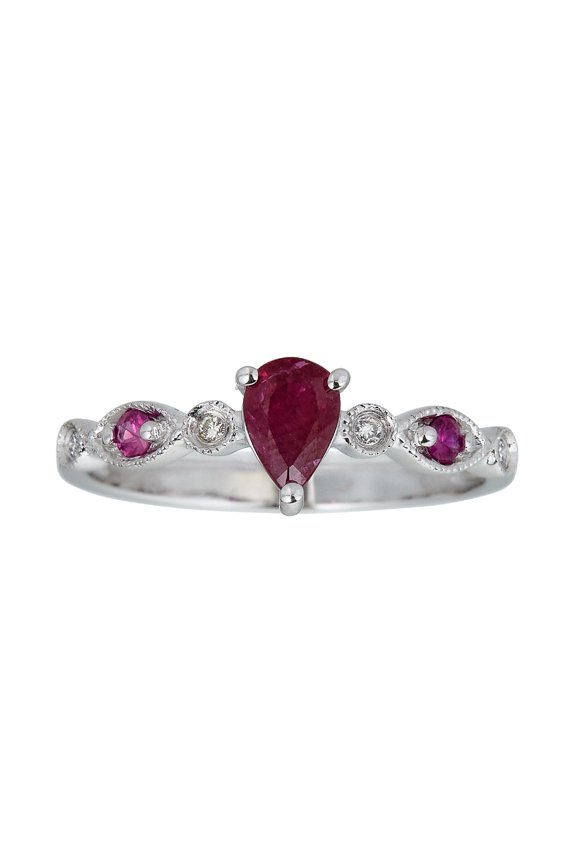 Gin & Grace 10KT WG Ruby and diamond accent Ring