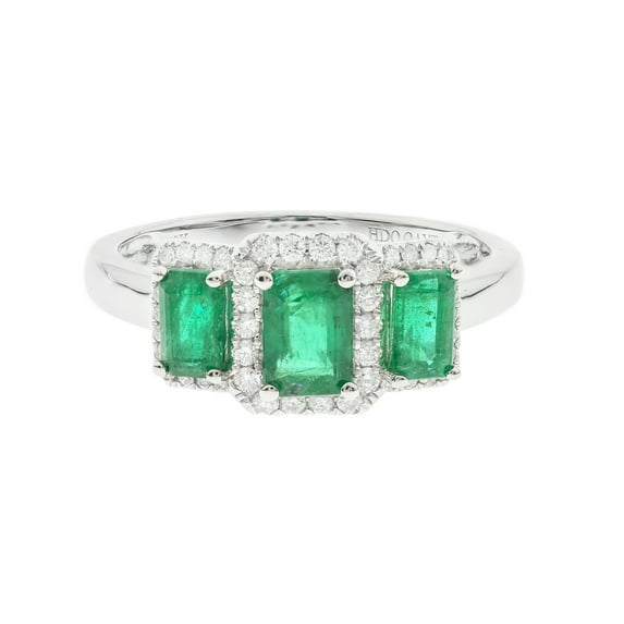 Gin & Grace 10KT WG natural Emerald and diamond accent Ring